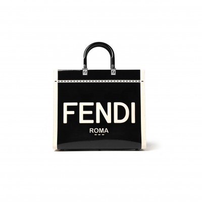FENDI SUNSHINE BAG IN CANVAS AND PATENT LEATHER (35*31*17cm) 